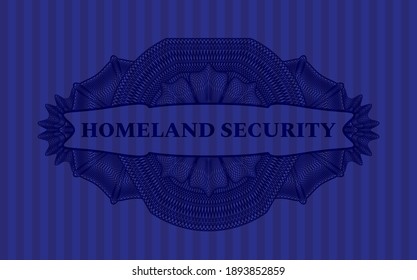 homeland security text inside Guilloche Blue realistic emblem. Bars chic background. Vector illustration. 
