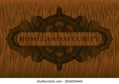 homeland security text inside Linear Hairy Brown fur badge. Pet chic background. Illustration. 