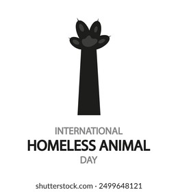 Homeless Animal International Day cat paw, vector art illustration.