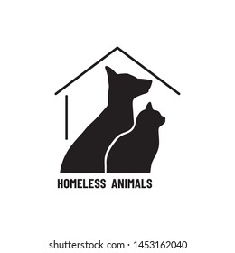 Homeless Animals Dayvector Silhouette Cat Dog Stock Vector (Royalty ...