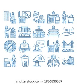 Homeless Beggar People sketch icon vector. Hand drawn blue doodle line art Homelessness And Shoe, Living On Streets Poor Human, Trash And Abandon Illustrations