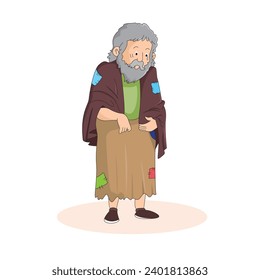 Homeless Character Beggar. vector illustration