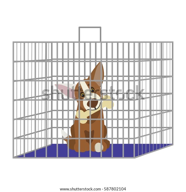 Homeless Dog Cage Cartoon Character Children Stock Vector (Royalty Free ...