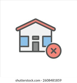 homeless filled outline icon. no house color line illustration.