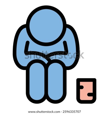 Homeless icon in flat line style representing poverty lack of shelter and social issues ideal for awareness charity and humanitarian aid concepts.