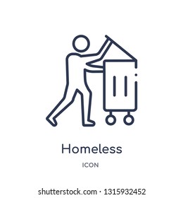 homeless icon from social outline collection. Thin line homeless icon isolated on white background.