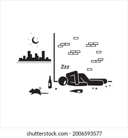 Icono para personas sin hogar. Vector y glifo
