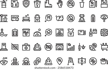 Homeless icons High-Quality Vector Icons Collection with Editable Stroke. Ideal for Professional and Creative Projects.