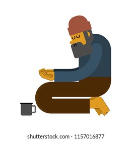 Homeless isolated. Beggars, Poor. bum hobo Vector illustration