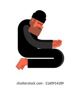 Homeless isolated. Beggars, Poor. bum hobo Vector illustration