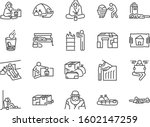 Homeless line icon set. Included icons as poor, empty, homelessness, living on the streets, trash, abandon and more.