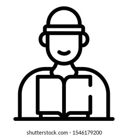 Homeless man icon. Outline homeless man vector icon for web design isolated on white background