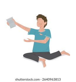 A homeless man is poor, asking for money. Lack of money, economic depression concept. Cartoon Vector Illustration.    
