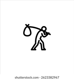 Ícone de contorno sem-teto. figura ilustração em uma linha de arte ruim.