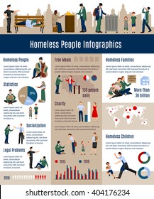 Homeless people infographics proportion growth of homeless people in society related to the previous years vector illustration