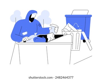 Homeless people isolated cartoon vector illustrations. Homeless beggar rummages through the trash, poor man without housing, city problem, unemployment, social inequality vector cartoon.