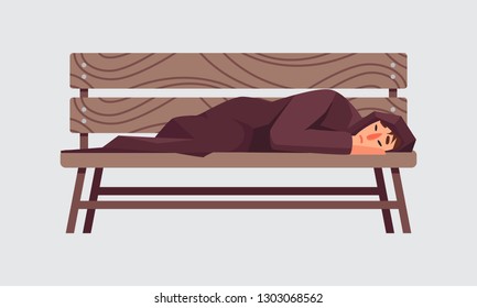 Homeless person vector character isolated. Flat style illustration
