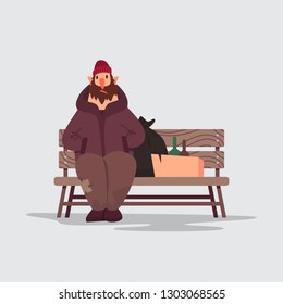 Homeless person vector character isolated. Flat style illustration