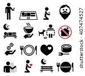 Homeless, poverty, man begging for money icons set 