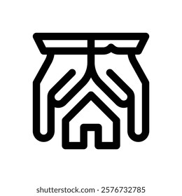 Homeless shelter. Editable stroke vector icon.