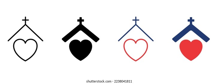 Homeless Shelter Icon. Volunteer House for Help Homelessness People or Animal Pictogram. House for Homeless and Poor Icon. Charity Concept. Editable Stroke. Isolated Vector Illustration.