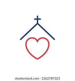 Homeless Shelter Line Icon. Volunteer House for Help Homelessness People or Animal Linear Pictogram. House for Homeless and Poor Icon. Charity Concept. Editable Stroke. Isolated Vector Illustration.