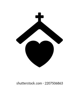 Homeless Shelter Silhouette Icon. Volunteer House for Help Homelessness People or Animal Black Pictogram. House for Homeless and Poor Icon. Charity Concept. Isolated Vector Illustration.