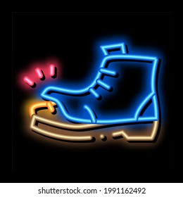 homeless torn boot neon light sign vector. Glowing bright icon homeless torn boot sign. transparent symbol illustration