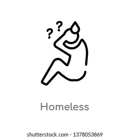 homeless vector line icon. Simple element illustration. homeless outline icon from social concept. Can be used for web and mobile