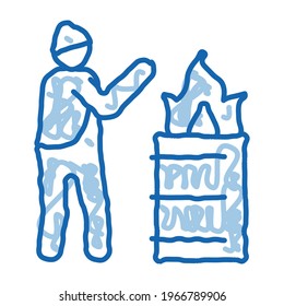 homeless warming flame sketch icon vector. Hand drawn blue doodle line art homeless warming flame sign. isolated symbol illustration