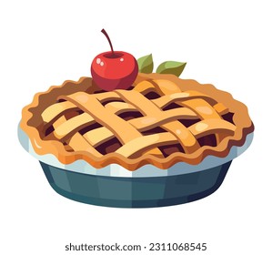 Homemade apple pie, a sweet snack icon isolated