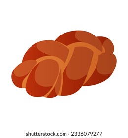 Pan trenzado casero, pan de bollo. Challah, productos de pastelería. Pasteles de la masa. Hornear, panadería, cocinar, productos dulces y postre. Vector para afiches, banner, menú, portada, publicidad