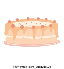 Homemade baked pie, cake with berries. Dessert food. Vector hand drawn illustration.