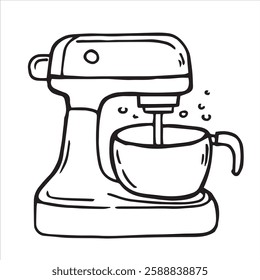 homemade bakery mixer. vector illustration in doodle style