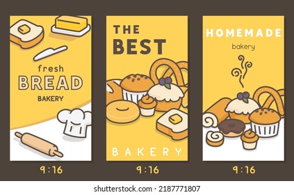 homemade bakery on yellow brown template mockup banner kawaii doodle flat cartoon vector illustration