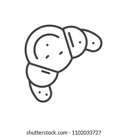 Homemade baking croissant black icon concept. Homemade baking croissant flat  vector symbol, sign, illustration.