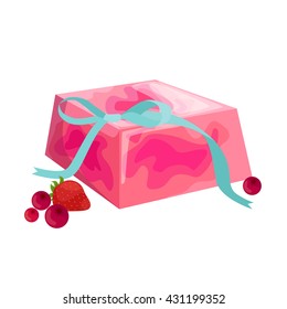 Homemade bars soaps, flowers and essential oil. vector icons set