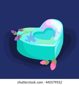 Homemade bars soaps, flowers and essential oil. vector icons set