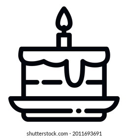 Homemade birthday cake icon. Outline homemade birthday cake vector icon for web design isolated on white background