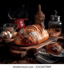 Homemade bread baked in a bakery pattern realistic vector graphics 3d for restaurant and menu photography