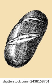 Homemade bread, hand drawn sketch, vector illustration 