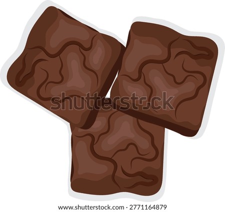 Homemade brownies top view vector.