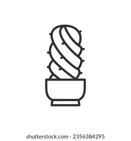 Homemade cactus, linear icon. Line with editable stroke
