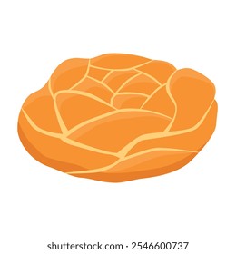 Homemade challah bread isolated on white background. Jewish cuisine. Vector illustration