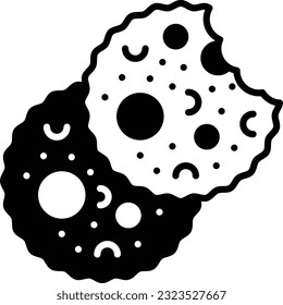 Homemade Choc Chip cookies concept, Crispy Chocolate flavored Biscuits vector icon design, Bakery and Baked Goods symbol, Culinary and Kitchen sign, Recipe development stock illustration
