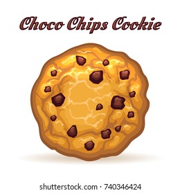 Homemade choco cookie. Chocolate chip biscuit cookie icon vector illustration