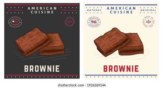 Homemade chocolate brownie vintage retro illustration