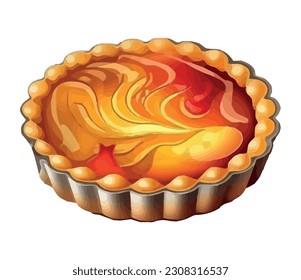 homemade chocolate pie on yellow plate isolated
