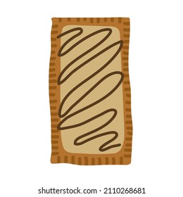 Homemade Chocolate Pop Tart Pastry. Colored flat cartoon vector isolated on white background for menu, cafe, restaurant, for cooking class, homemade pop-tart recipe. Snack or Breakfast