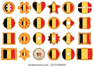 Homemade cookie with flag country Belgium in tasty biscuit, cookie consist of sign flag country Belgium on natural biscuit, fresh biscuit cookie with flag country Belgium it new collectible sweet food